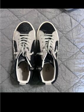 Vintage Havana Black and White High-Top Sneaker with Glitter Toe